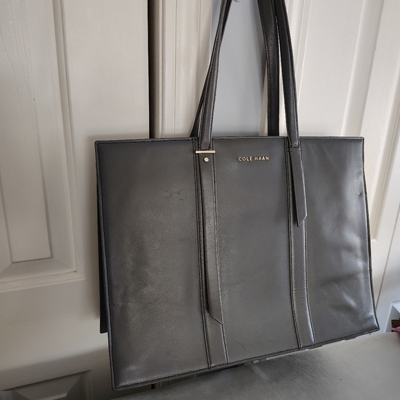 Cole Haan Grey Leather Vesty Tote Satchel Bag - Picture 5 of 10